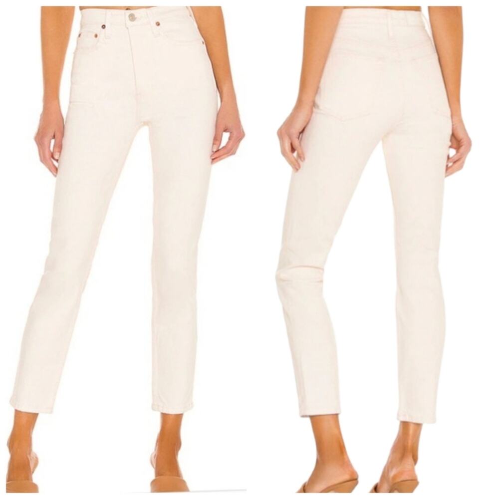 RE/DONE 90s High Rise Ankle Crop Jeans Vintage White Size 26  J1854